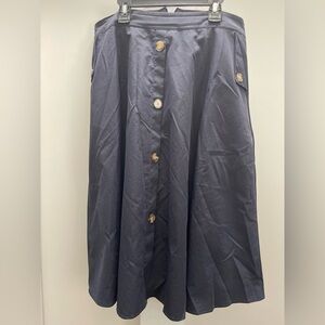 Dark Grey Skirt with Button Accents